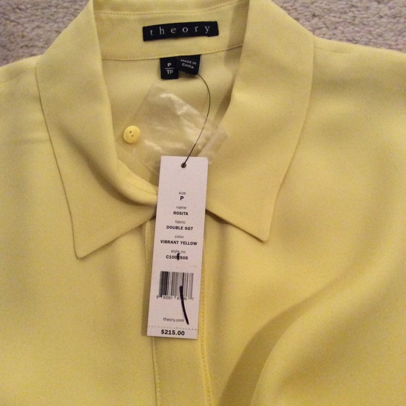 Butter Yellow Classic Theory Silk Blouse - Picture 6 of 8